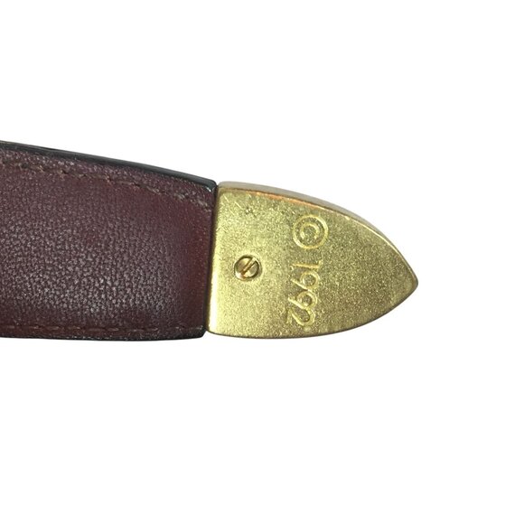 Lands End Mens 38 Dress Belt Burgundy Leather Brass Buckle USA - Picture 7 of 9